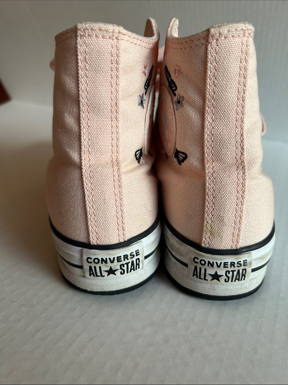 Converse High Top Sneakers in Light Pink with Butterfly Embroidery - Picture 5 of 5